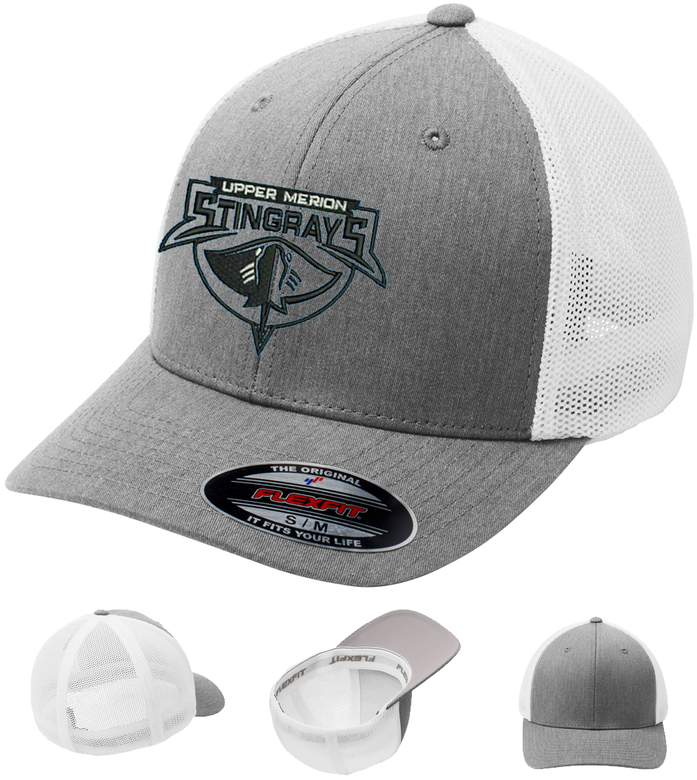 UM Stingrays Port Authority Flexfit Mesh Back Cap -HEATHER GREY/WHITE